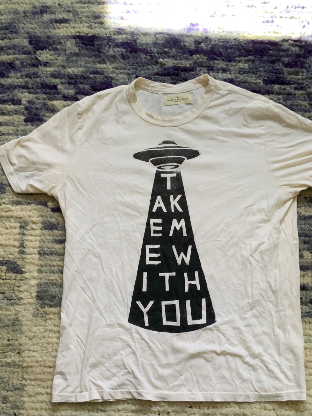imogene + willie White Tee with Black UFO Beam Graphic
